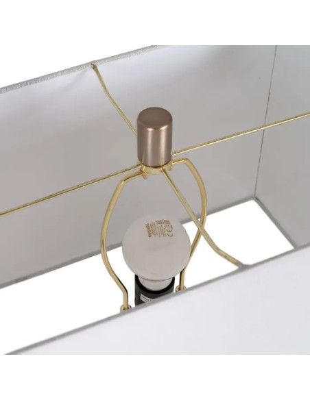 Lampe à poser en marbre et abat-jour en lin