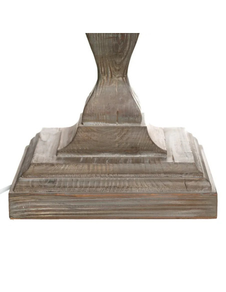 Lampe sur pied en bois patine grisée avec abat-jour