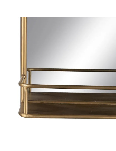 Miroir en métal doré avec ornement et tablette