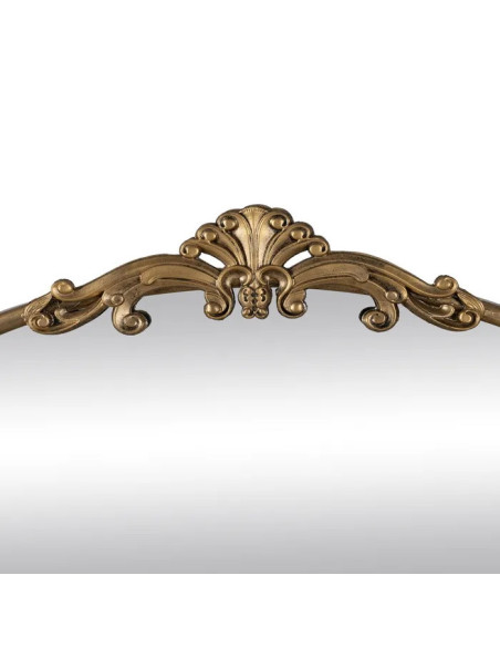 Miroir en métal doré avec ornement et tablette