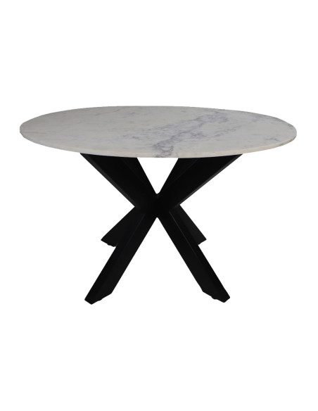 Table ronde avec plateau en marbre blanc 120 cm