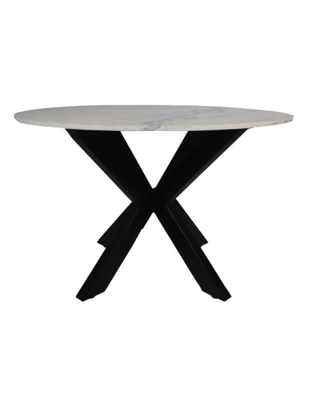 Table ronde avec plateau en marbre blanc 120 cm