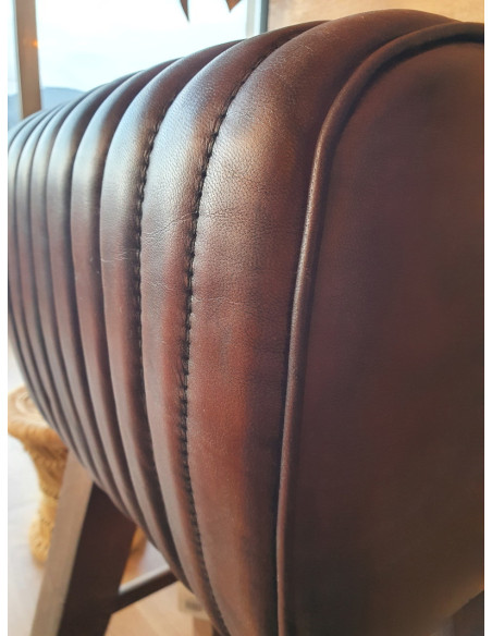 Tabouret gymnaste de bar en cuir et manguier