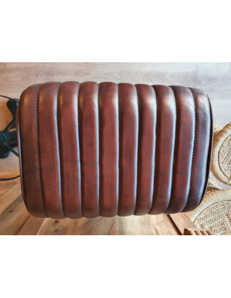 Tabouret gymnaste de bar en cuir et manguier