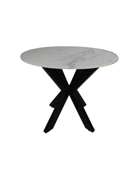 Table ronde avec plateau en marbre blanc 120 cm