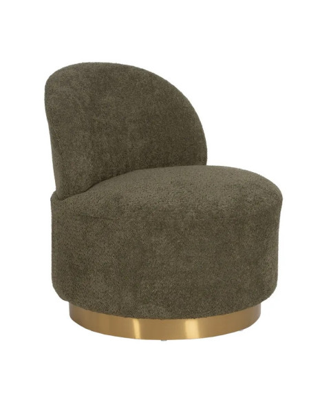 Fauteuil lounge arrondi en tissu et métal doré