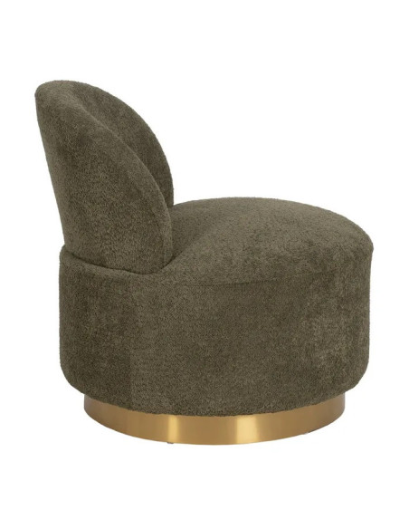 Fauteuil lounge arrondi en tissu et métal doré