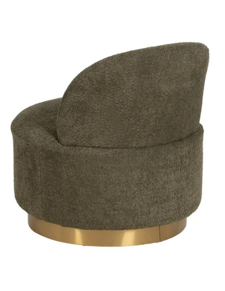 Fauteuil lounge arrondi en tissu et métal doré