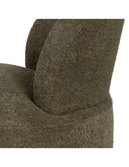 Fauteuil lounge arrondi en tissu et métal doré