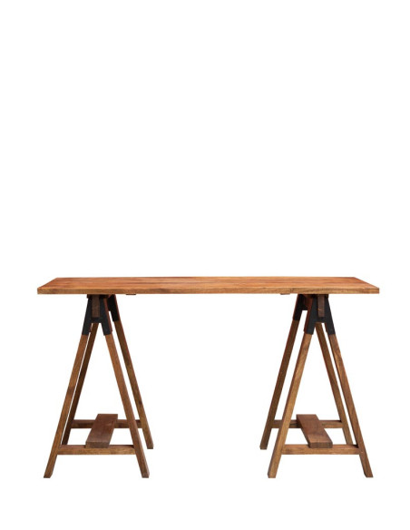 Bureau sur tréteaux industriel en bois massif