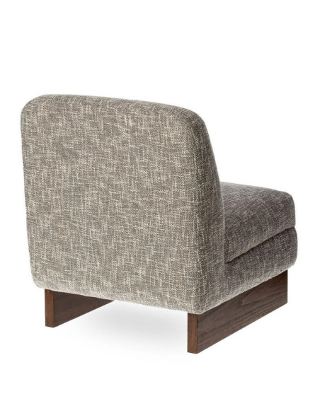 Fauteuil bas de salon cubique en tissu chiné