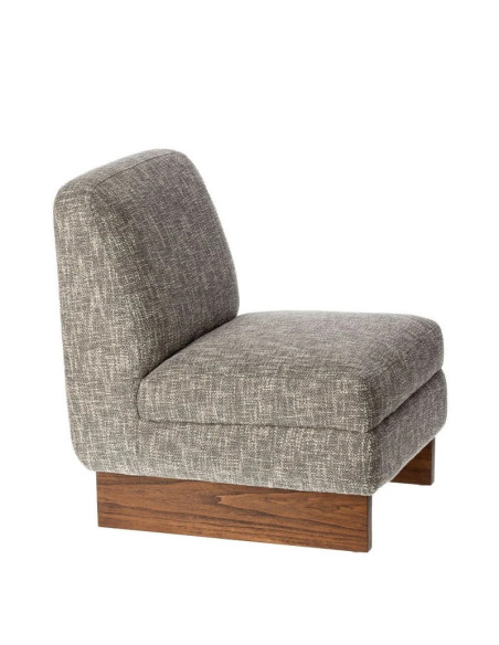 Fauteuil bas de salon cubique en tissu chiné