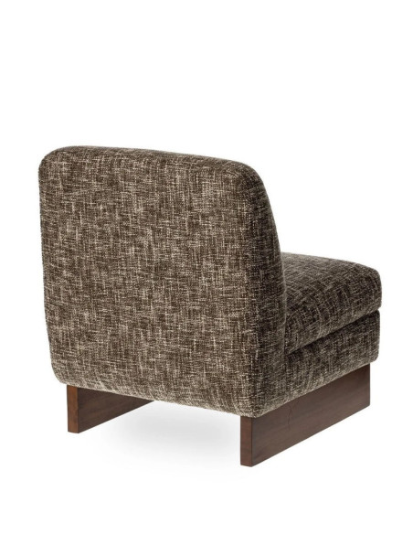 Fauteuil bas de salon cubique en tissu chiné