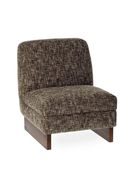 Fauteuil bas de salon cubique en tissu chiné