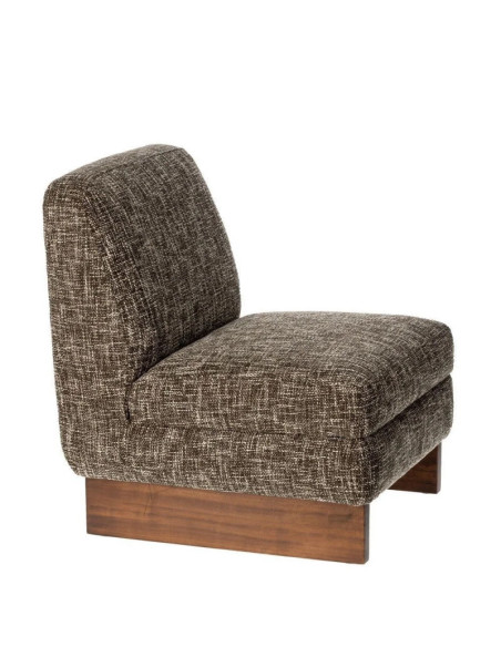 Fauteuil bas de salon cubique en tissu chiné