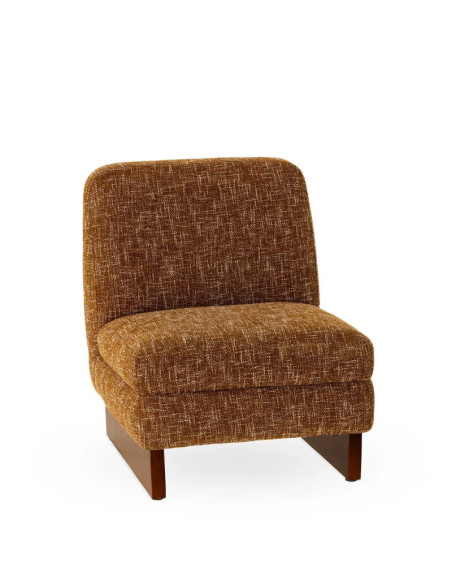 Fauteuil bas de salon cubique en tissu chiné