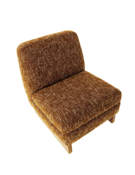 Fauteuil bas de salon cubique en tissu chiné
