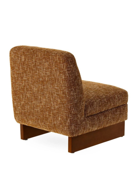 Fauteuil bas de salon cubique en tissu chiné