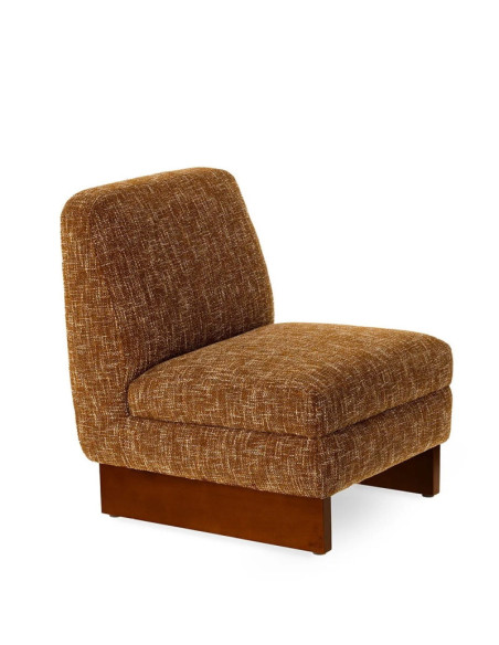 Fauteuil bas de salon cubique en tissu chiné