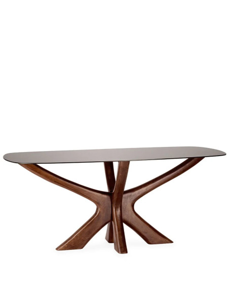 Table de repas design avec plateau verre