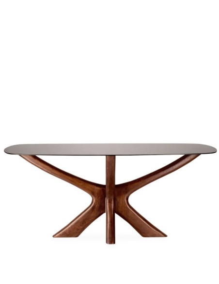 Table de repas design avec plateau verre