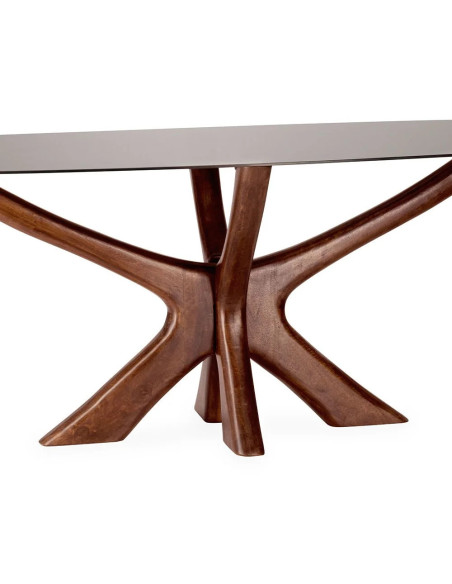 Table de repas design avec plateau verre