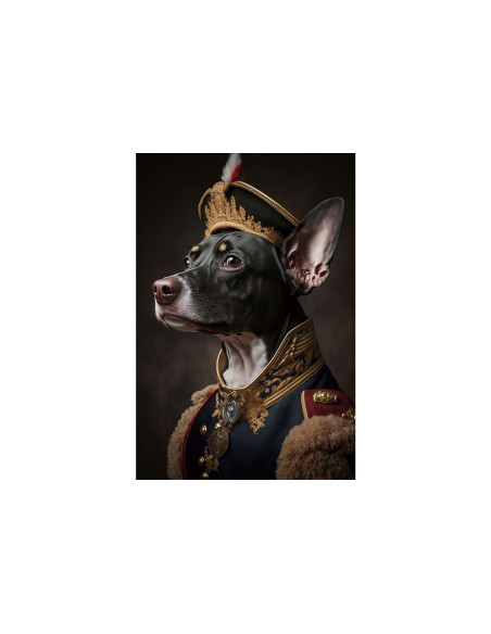 Grand cadre en verre chien tenue militaire 120 cm