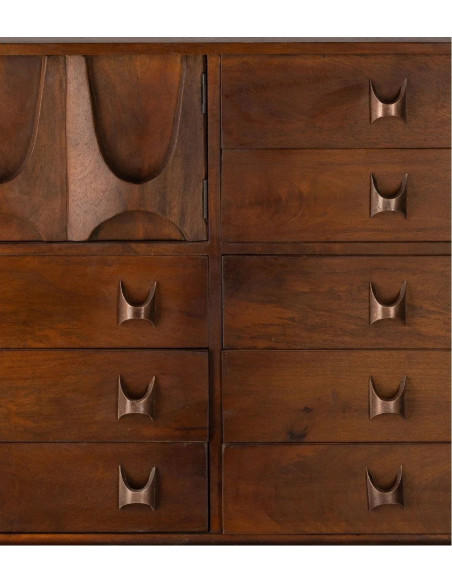 Commode en bois massif teinté multi tiroirs