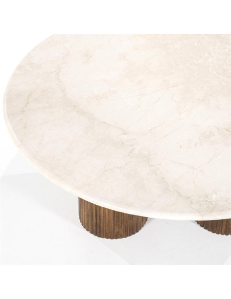 Table basse ronde en marbre et manguier Xavi