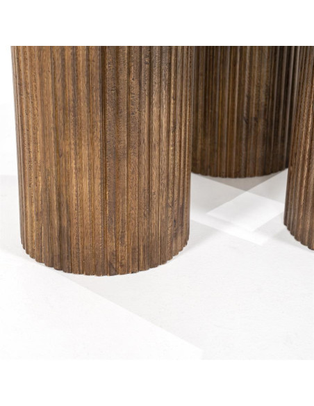 Table basse ronde en marbre et manguier Xavi