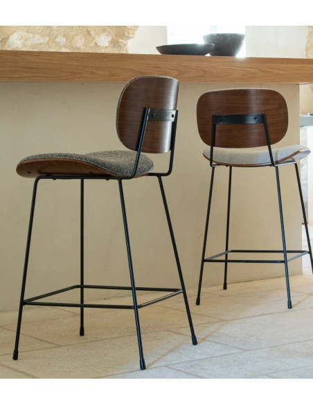 Chaise de bar confortable en tissu et métal