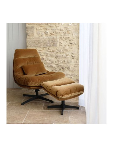 Fauteuil confortable pivotant en tissu