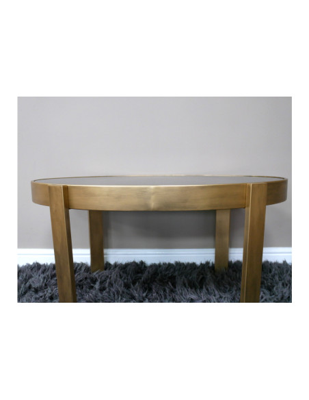 Table basse métal couleur bronze et verre fumé