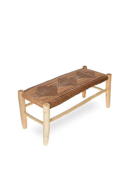 Banc en bois avec assise cuir tressée