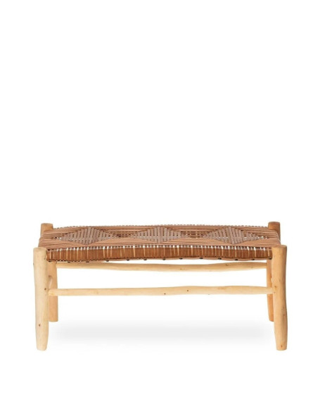 Banc en bois avec assise cuir tressée