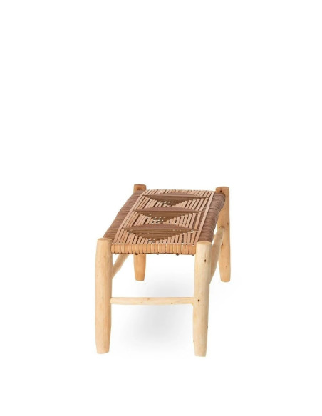 Banc en bois avec assise cuir tressée