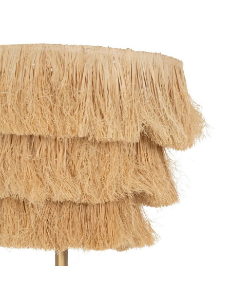 Lampadaire abat-jour raphia pied métallique doré