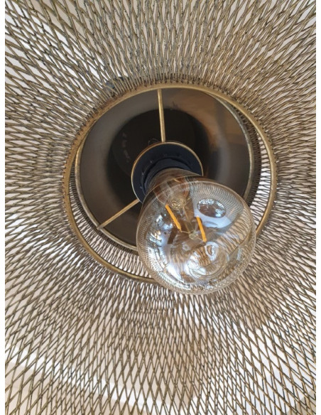Suspension métallique vieil or grillagée