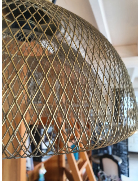 Suspension abat-jour métal doré ajouré