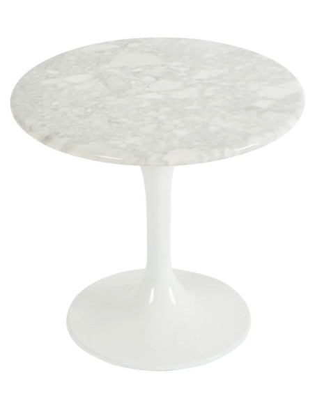 Bout de canapé pied tulipe et plateau en marbre