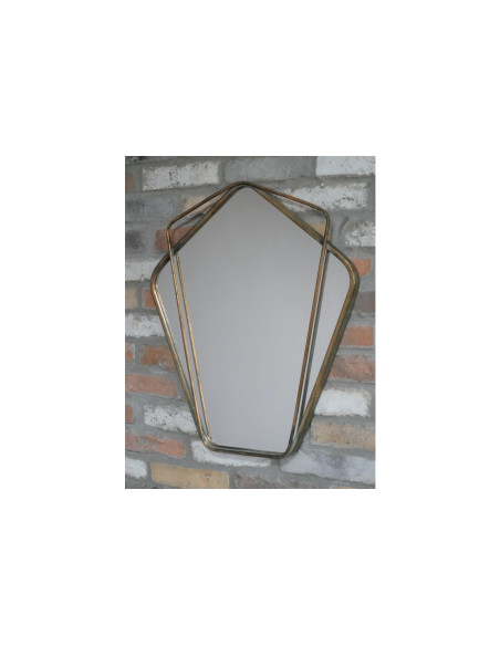 Miroir style art déco en métal vieil or