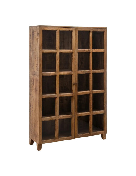 Vitrine haute en manguier avec portes vitrées