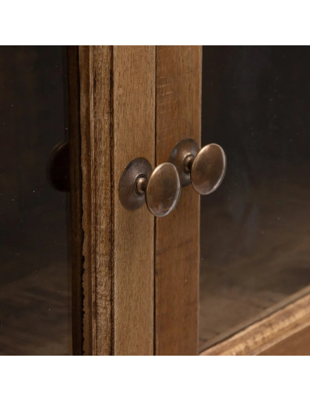 Vitrine haute en manguier avec portes vitrées