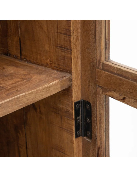 Vitrine haute en manguier avec portes vitrées