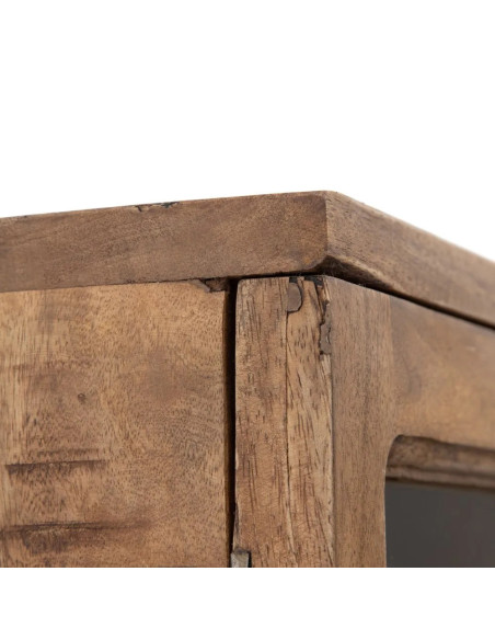 Vitrine haute en manguier avec portes vitrées