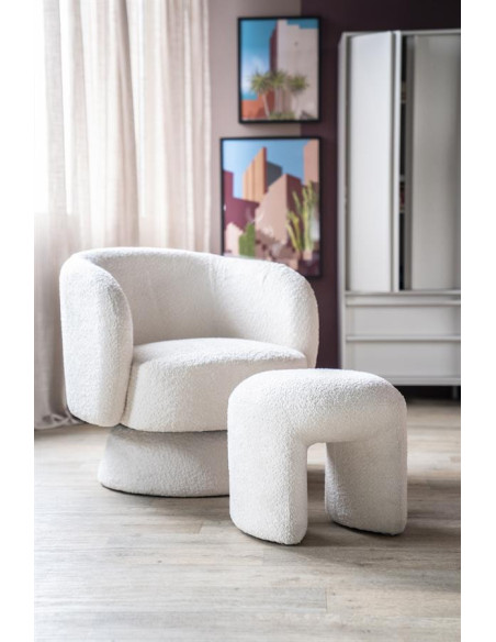 Fauteuil Balou pivotant tissu bouclettes