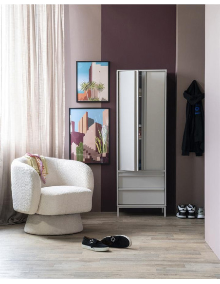 Fauteuil Balou pivotant tissu bouclettes