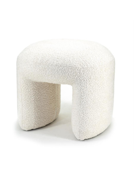 Pouf repose-pied Sahi tissu bouclettes