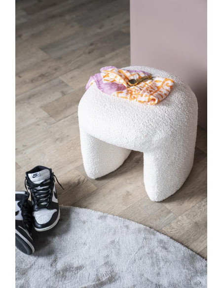 Pouf repose-pied Sahi tissu bouclettes