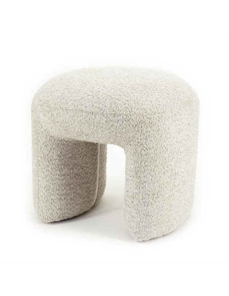 Pouf repose-pied Sahi tissu bouclettes